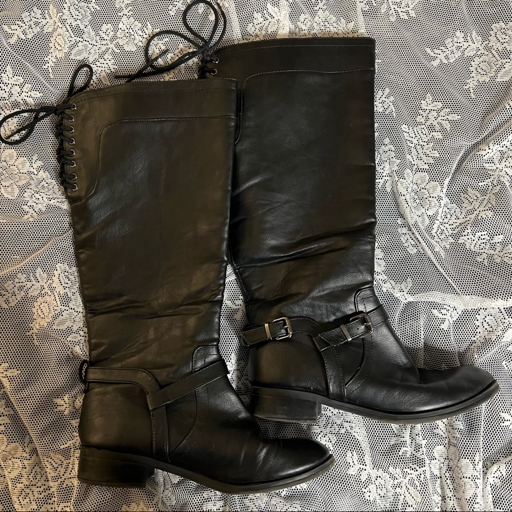 SODA black knee high boots